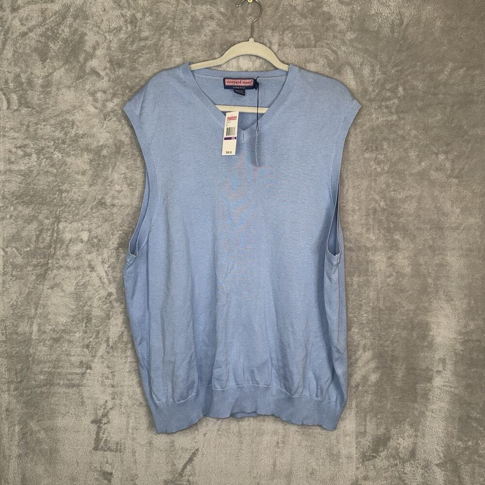 NWT Vineyard Vines Albatross Vest Cotton Merino Wool Sweater Blue XXL Preppy